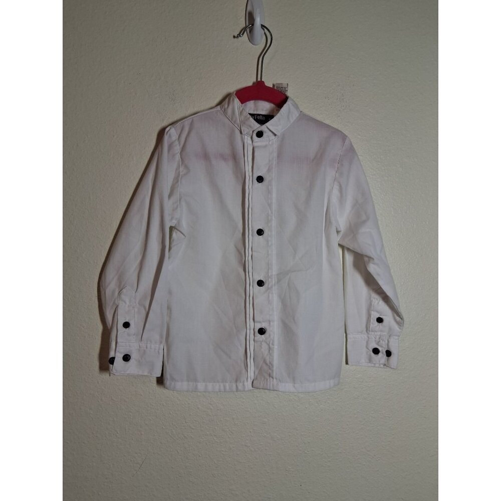 VTG Happy Fella Button Up Shirt Business Casual Semi Formal White Boys Size 4T